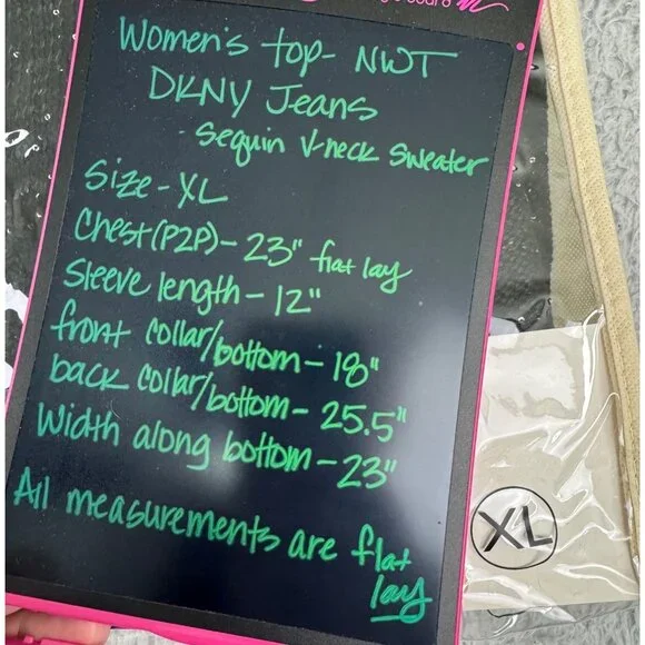 DKNY Jeans Womens Sequin V-Neck Sweater XL Blue Light Soft Comfortable - Picture 10 of 11